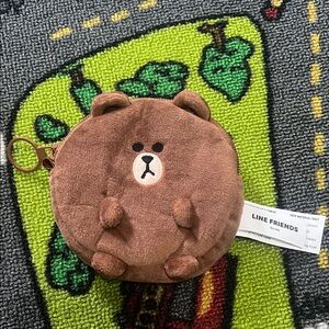 Line FRIENDS Brown Bear Plush Zip Pouch